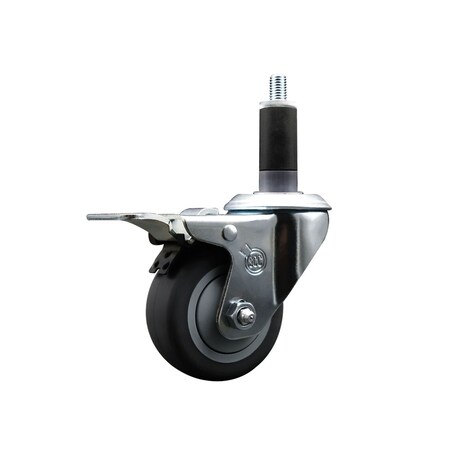 Service Caster 3'' Thermoplastic Rubber Swivel 1-1/8'' Expanding Stem Caster Total Lock Brake SCC-EXTTL20S314-TPRB-118